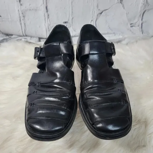 MEZLAN Diablo Mens 8.5 Black Leather Made In Spain Fisherman Sandals Dress Shoes