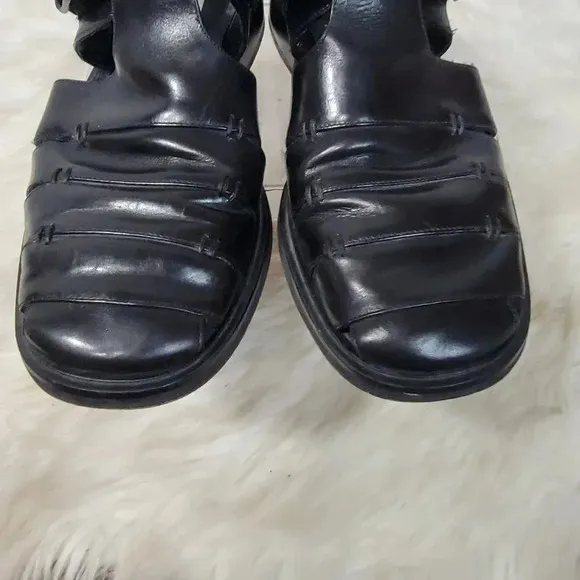 MEZLAN Diablo Mens 8.5 Black Leather Made In Spain Fisherman Sandals Dress Shoes
