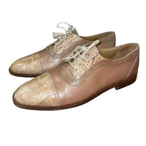 Mezlan Men’s Lace Up Genuine Crocodile Oxford Dress Shoes Size 10 Made in Italy