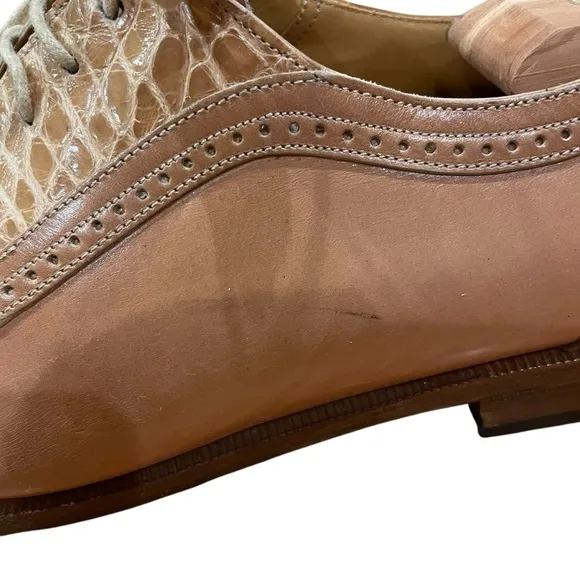 Mezlan Men’s Lace Up Genuine Crocodile Oxford Dress Shoes Size 10 Made in Italy
