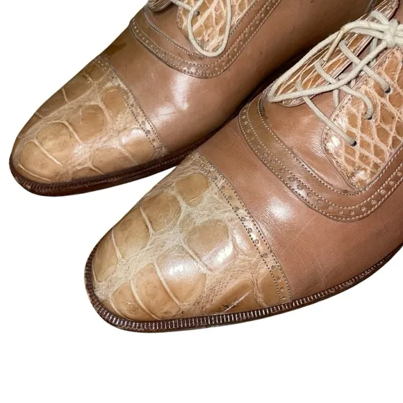 Mezlan Men’s Lace Up Genuine Crocodile Oxford Dress Shoes Size 10 Made in Italy