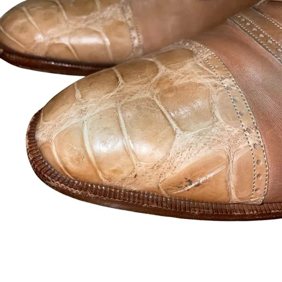 Mezlan Men’s Lace Up Genuine Crocodile Oxford Dress Shoes Size 10 Made in Italy