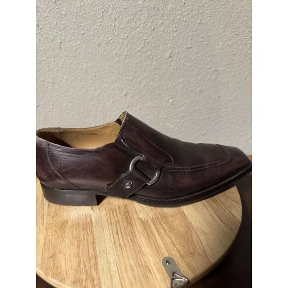 Mezlan Wing Tip Monk Strap Leather Dress Shoes Men's‎ 8M Cognac Vero Cuoio
