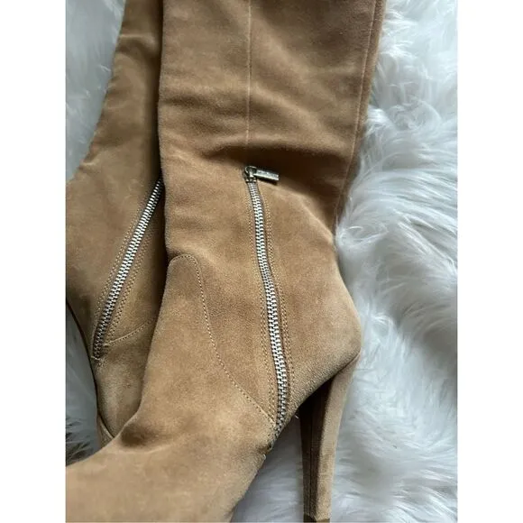 Michael Kors Adena Slouch Tan Suede Leather Knee High Boots ~ Size 7.5