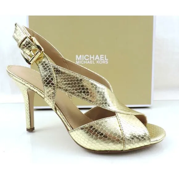 Michael Kors Becky Dress Slingback Heels Sandal Light Gold Size 7.5