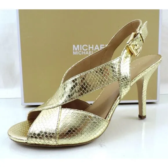 Michael Kors Becky Dress Slingback Heels Sandal Light Gold Size 7.5