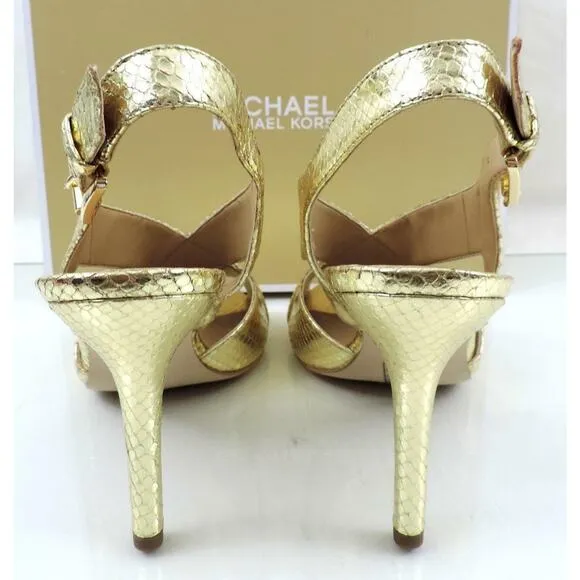 Michael Kors Becky Dress Slingback Heels Sandal Light Gold Size 7.5