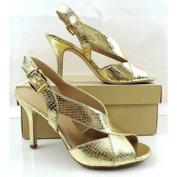 Michael Kors Becky Dress Slingback Heels Sandal Light Gold Size 7.5