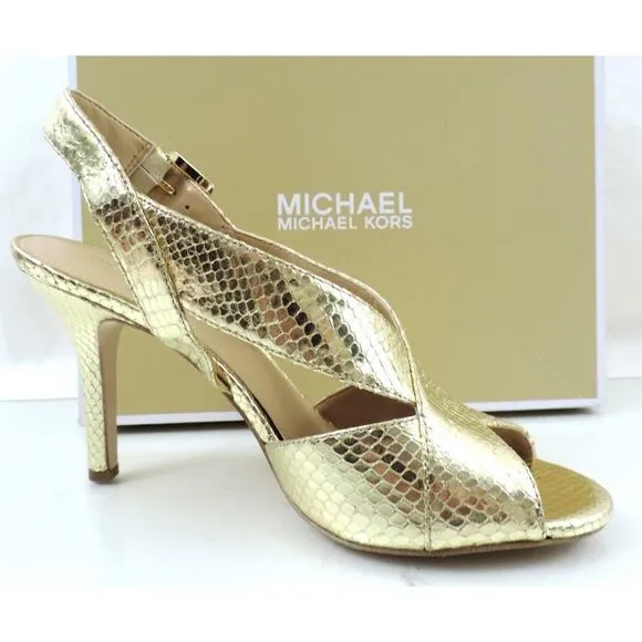 Michael Kors Becky Dress Slingback Heels Sandal Light Gold Size 7.5
