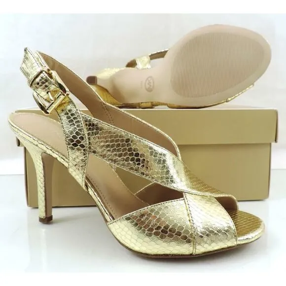 Michael Kors Becky Dress Slingback Heels Sandal Light Gold Size 7.5