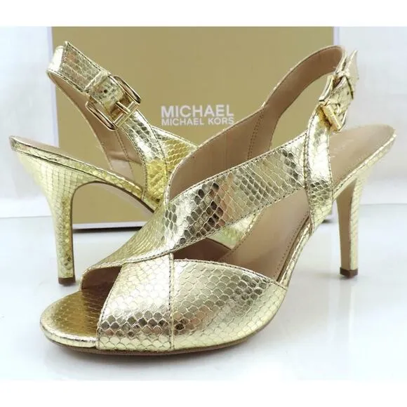 Michael Kors Becky Dress Slingback Heels Sandal Light Gold Size 7.5