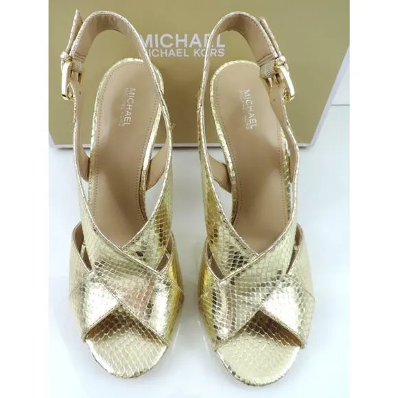 Michael Kors Becky Dress Slingback Heels Sandal Light Gold Size 7.5