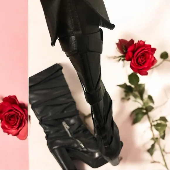 Michael Kors Black Leather Knee-High Boots Size 8