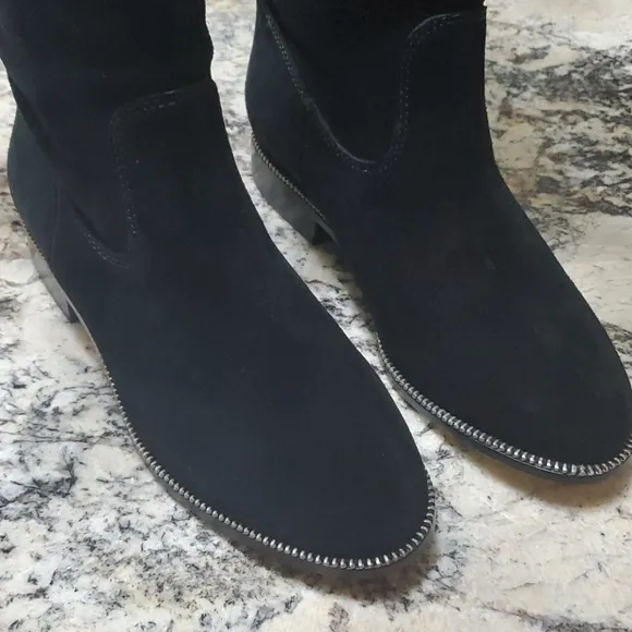 Michael Kors Black Suede Bayview Riding Boot Knee High Sz 7