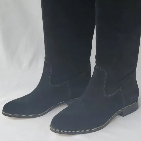 Michael Kors Black Suede Bayview Riding Boot Knee High Sz 7