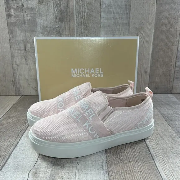 Michael Kors Girls Double Crosswalk Slip-On Sneakers Shoes GS Pink Size 5 Youth