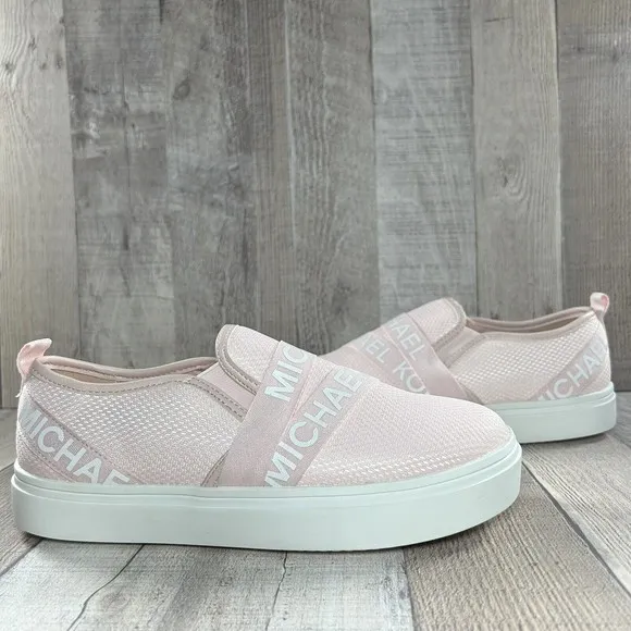 Michael Kors Girls Double Crosswalk Slip-On Sneakers Shoes GS Pink Size 5 Youth