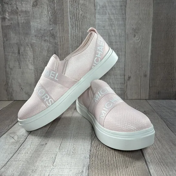 Michael Kors Girls Double Crosswalk Slip-On Sneakers Shoes GS Pink Size 5 Youth