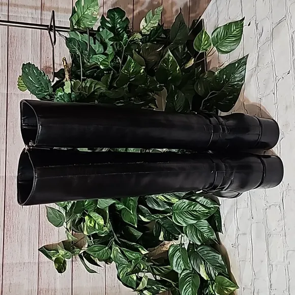 Michael Kors Heather Tall Black Leather Knee High Riding Boots 8