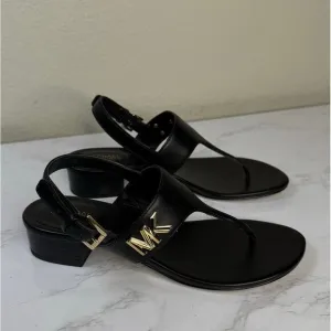 Michael Kors Jilly T-Strap Dress Sandals Black Leather Strap Sandals Size 7.5