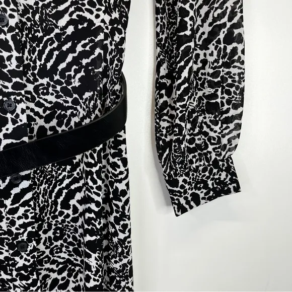 MICHAEL Michael Kors Animal Print Kate Midi dress white black - P (2)