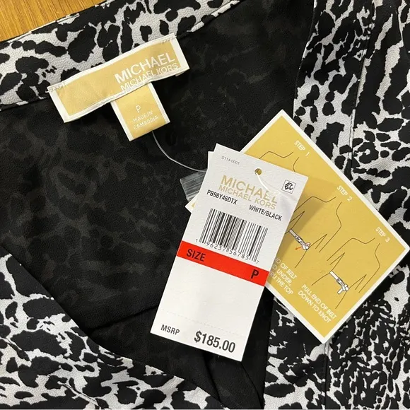 MICHAEL Michael Kors Animal Print Kate Midi dress white black - P (2)