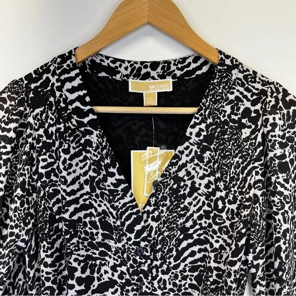 MICHAEL Michael Kors Animal Print Kate Midi dress white black - P (2)