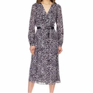 MICHAEL Michael Kors Animal Print Kate Midi dress white black - P (2)