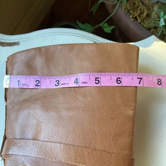 Michael Michael Kors Greenwich Belted Knee High Tan Wrapped Leather Boots Sz 5.5