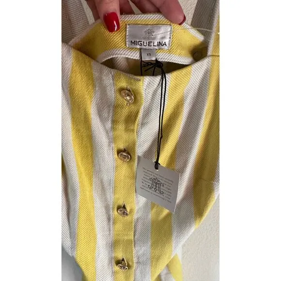 MIGUELINA  Pippa striped organic cotton-twill mini dress NWT Sz. XS