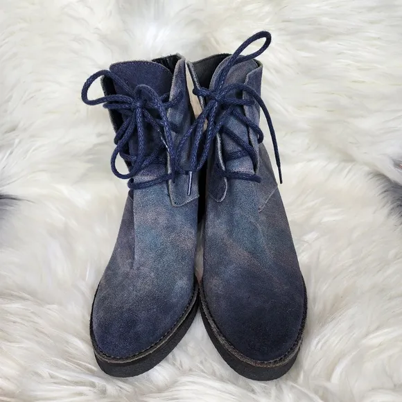 Miista Imelda Lace Up Suede Boots | Blue |Size 8
