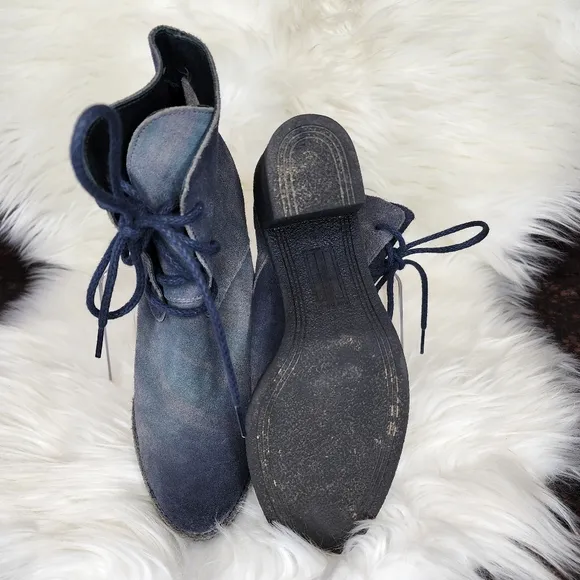Miista Imelda Lace Up Suede Boots | Blue |Size 8