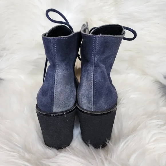 Miista Imelda Lace Up Suede Boots | Blue |Size 8