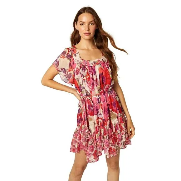 MISA Los Angeles Kasey Coming in Roses Flirty Romantic Flowy Dress NWT M $330