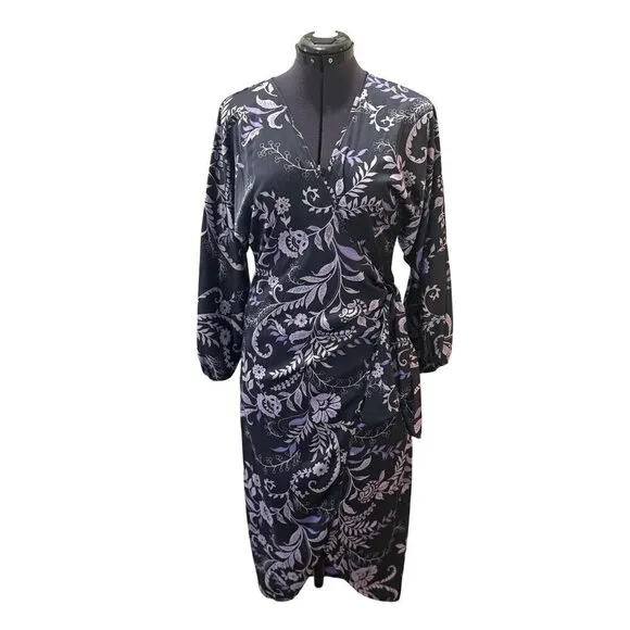 Misa Los Angeles Sylvia Faux Wrap Indigo Satin High Low Dress XS &amp; L NWT