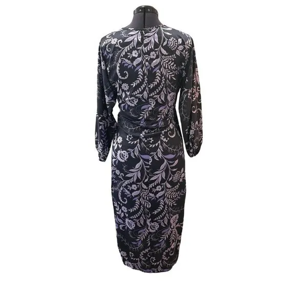 Misa Los Angeles Sylvia Faux Wrap Indigo Satin High Low Dress XS &amp; L NWT