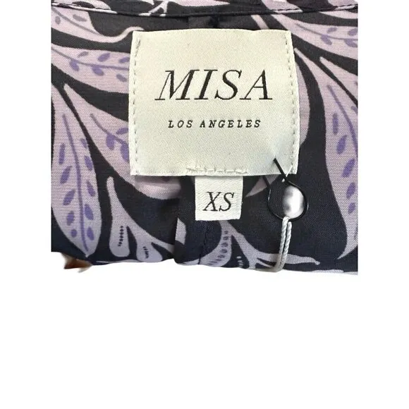 Misa Los Angeles Sylvia Faux Wrap Indigo Satin High Low Dress XS &amp; L NWT