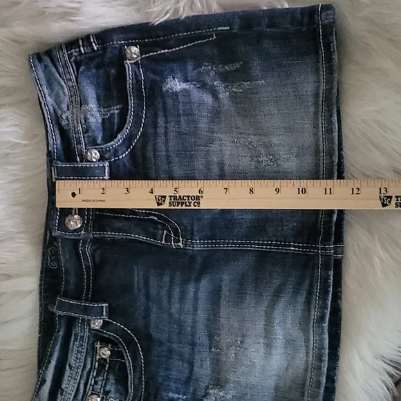 Miss Me 💥rare💥Y2K Vintage Thick Stich Low Rise Butterfly &amp; Diamonds Jean Skirt
