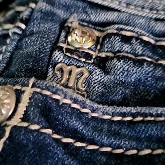 Miss Me 💥rare💥Y2K Vintage Thick Stich Low Rise Butterfly &amp; Diamonds Jean Skirt