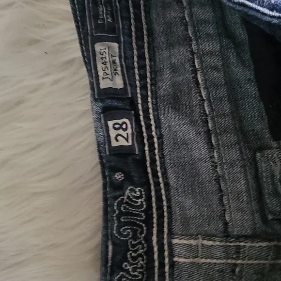 Miss Me 💥rare💥Y2K Vintage Thick Stich Low Rise Butterfly &amp; Diamonds Jean Skirt