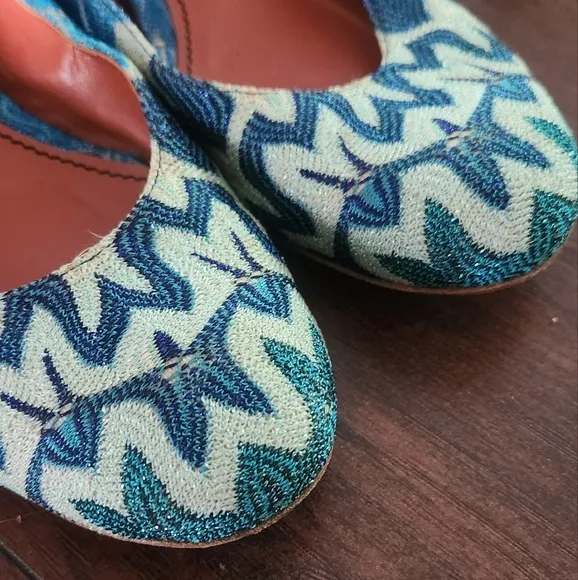 Missoni Multicolor Metallic Knit Fabric Ballet Flats Size 37.5