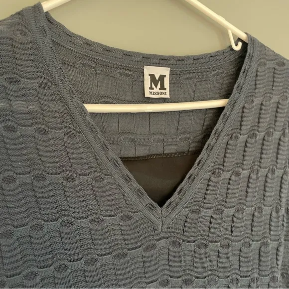 Missoni Navy Knit Short Sleeve Drawstring Dress