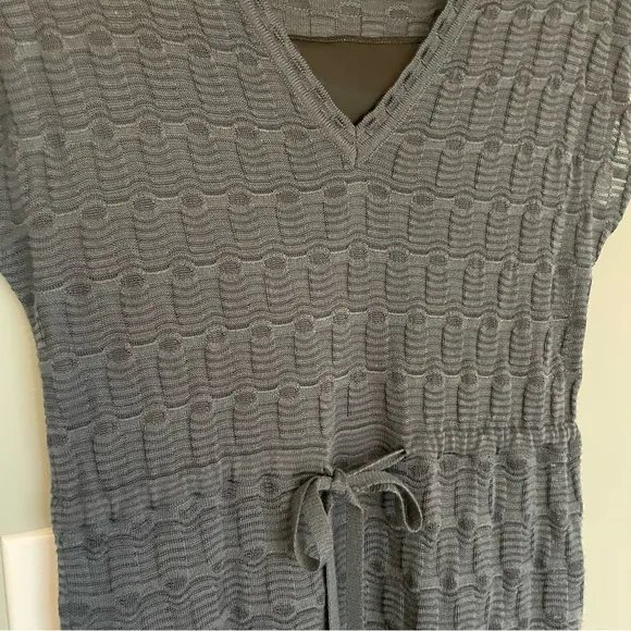 Missoni Navy Knit Short Sleeve Drawstring Dress