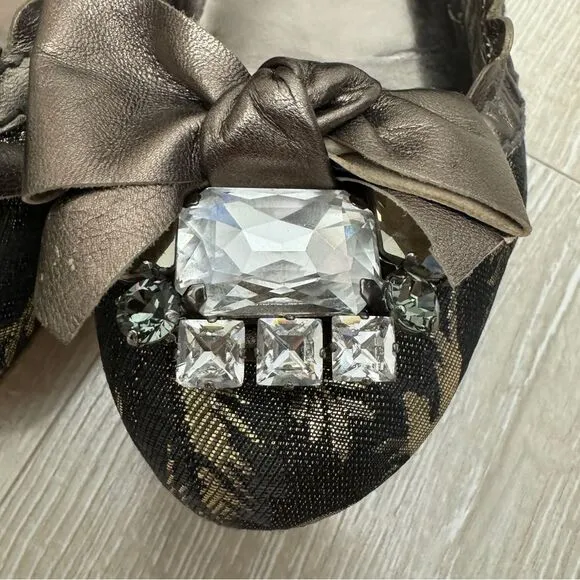 Miu Miu Jeweled Toe Ballet Flat Shoes Size EU 38