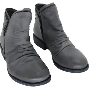Miz Mooz Luna Women's Graphite Leather Booties w/Zipper Short 7.5