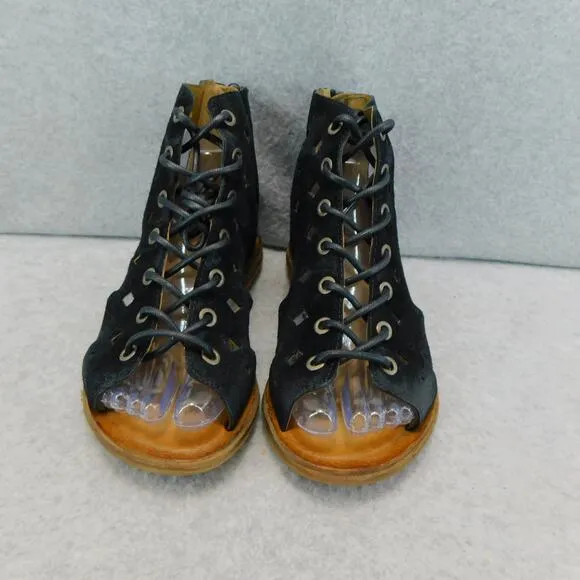 Miz Mooz Sandals Florence Gladiator Black Leather Lace Up Womens Size 5.5