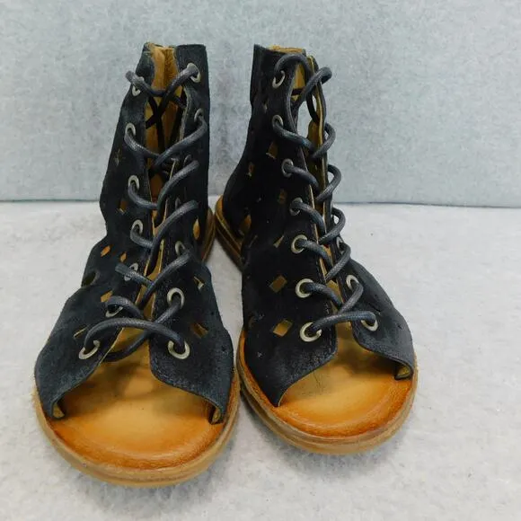 Miz Mooz Sandals Florence Gladiator Black Leather Lace Up Womens Size 5.5