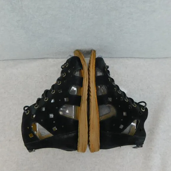 Miz Mooz Sandals Florence Gladiator Black Leather Lace Up Womens Size 5.5