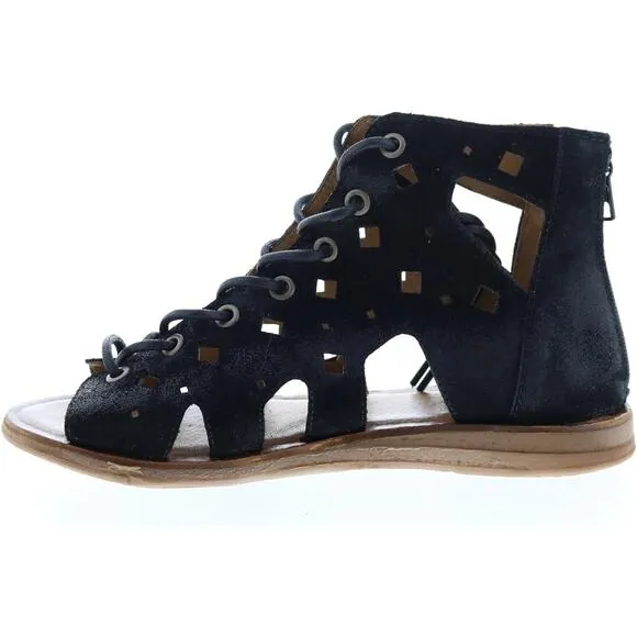 Miz Mooz Sandals Florence Gladiator Black Leather Lace Up Womens Size 5.5