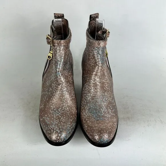 Modern Vice Ankle Boots Women's 7 Metallic Pink Snake Skin Leather Heel Bootie